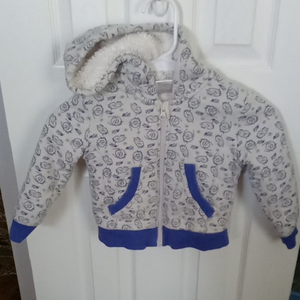 Cozy Kids' Gray and Blue Hooded Jacket